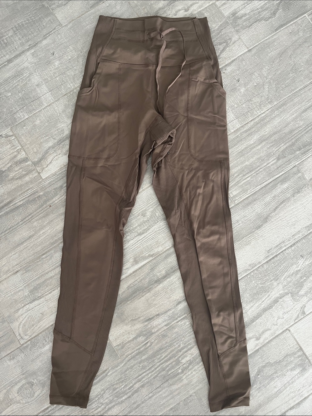 Glyder Chocolate Ribbed Panel Workout Leggings